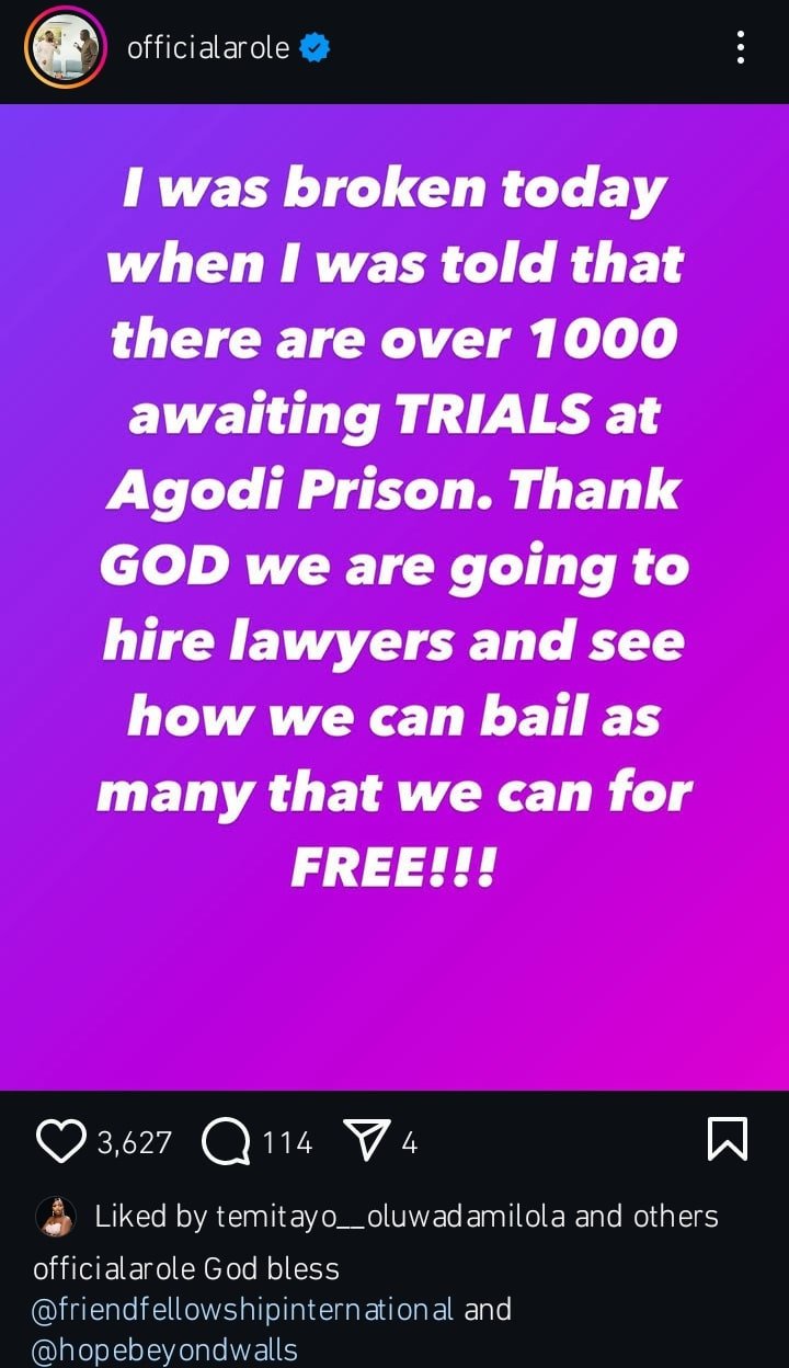 Prayers Flood In for Actor Woli Arole as He Plans to Bail Hundreds of Agodi Prisoners

