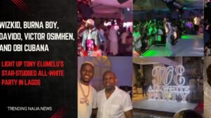 Tony Elumelu Party, Wizkid, Davido, Burna Boy, Victor Osimhen, Obi Cubana, Lagos Celebrity Events, Nigerian Elite, All-White Party, Nigerian Entertainment News.