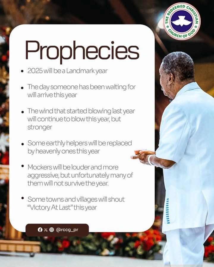 2025 Prophecies — Pastor Adeboye Declares Landmark Year, Warns of God's Judgment on Mockers!