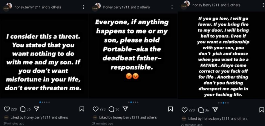 Portable’s Third Babymama, Honey Berry, Slams Him Over Custody Threats and Allegations