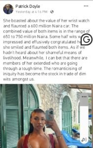 "Patrick Doyle Slams Sophia Egbueje Over Lamborghini Purchase After Alleged Affair With Burna Boy"